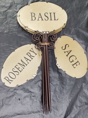 Pier 1 Herb Signs Markers Metal Labels Plant Plaques Garden READ Set of 6 - NOS